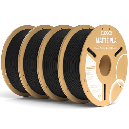 Image of ELEGOO Matte PLA Filament Matte Black 4KG, 1.75mm 3D Printer Filament Dimensional Accuracy + /- 0.02mm, 4pcs 1kg Carboard Spool (2.2lbs) for Most FDM 3D Printers