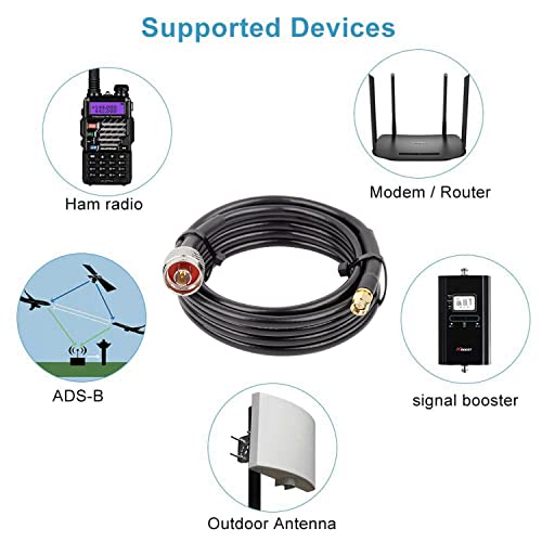 Image of MOOKEERF KMR240 N Male to SMA Male Cable - 10FT Ultra Low Loss SMA to N Cable 50 ohm for WiFi Router /GPS Receiver /Antenna /Signal Booster Use