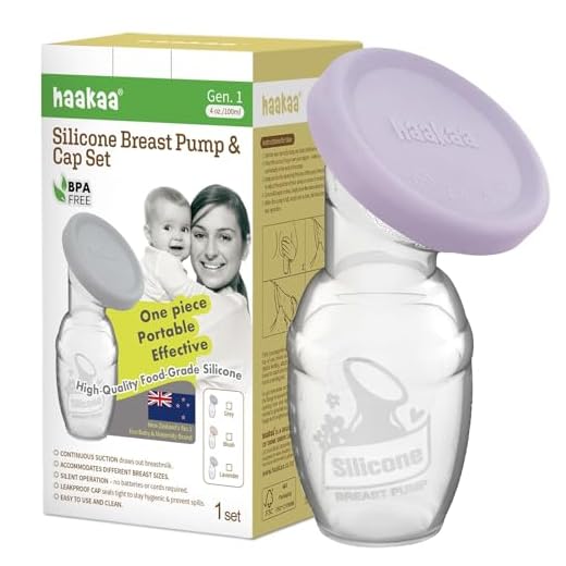 haakaa Manual Breast Pump Breastfeeding Pump with Food Grade Silicone Cap (Lavender) 4oz/100ml