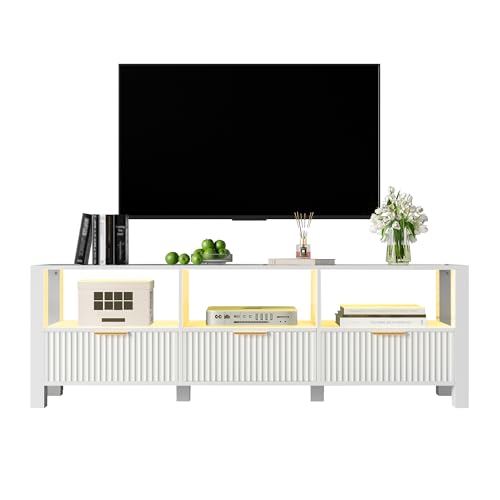 Meuble TV moderne blanc de 152,5 cm long buffet bas de salon - 3