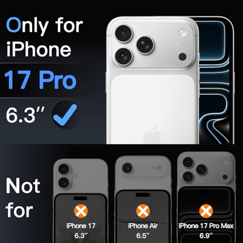 Image of JETech Camera Lens Protector for iPhone 17 Pro 6.3-Inch, Full Coverage 9H Tempered Glass Ring Cover, Matte Metal Plate, Case Friendly, 1-Pack (Silver)
