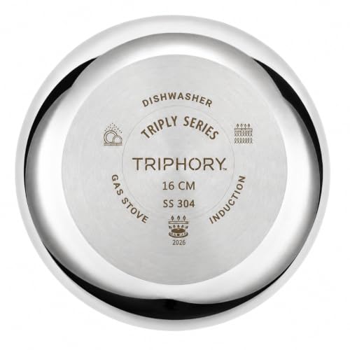 Image of Triply Stainless Steel Tope 16cm 1.6 L | 2.5mm Triply Saucepan & Milk Boiler Pot | Even Heat Distribution | Gas & Induction Compatible