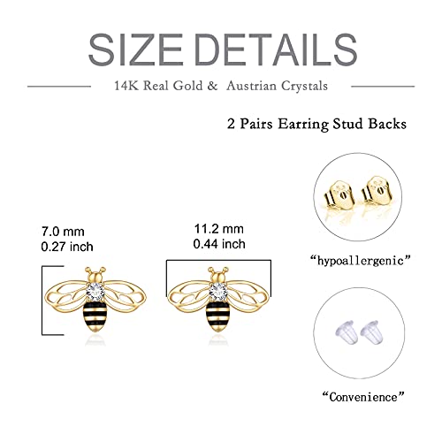 KECHO 14k Yellow Gold Honey Bee Jewelry for Women, Fine Gold Pendant Gifts for Her4