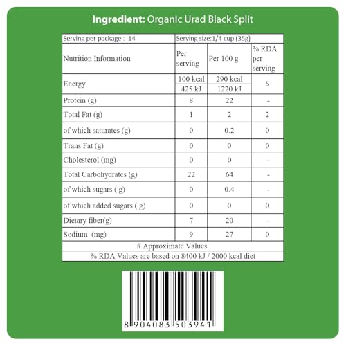 Image of 24 Mantra Organic Unpolished Urad Dal Black Split /Black Gram split /Minapa pappu /Kali dal - 500gms | Pack of 3 | 100% Organic | Chemical Free & Pesticides Free