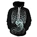Lässige Hoodies Hooded Tops Bluse für Männer, Unisex Kühlen Langen Ärmeln Pullover Kapuzen-Sweatshirt 3D Digital Print Ventrale Alien Muster Mode Persönlichkeit Outwear Große Taschen