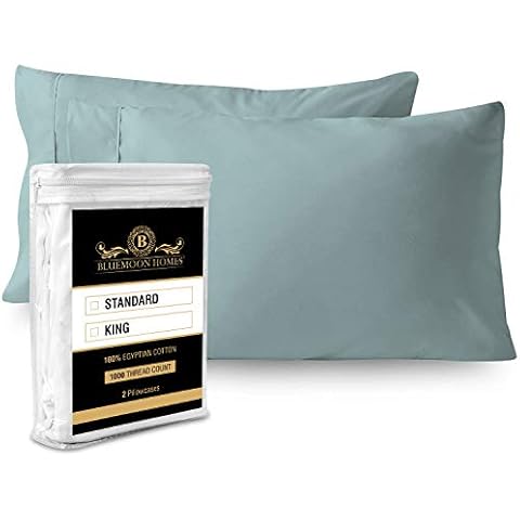 Egyptian Cotton Pillowcases Queen Size 1000 Thread Count 100% Egyptian Cotton Sateen Weave Combed Pure Natural Long-Staple Sleeping Cover Soft & Silky Set of 2 Cotton Pillow Cover(Aqua Blue) Cover
