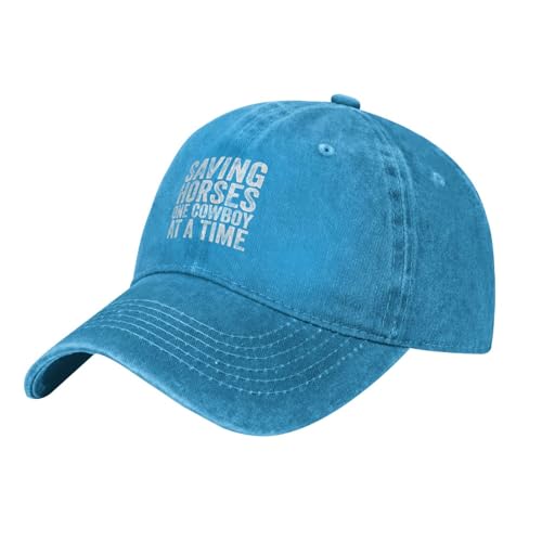 Saving Horses One Cowboy At A Time Blue Denim Hat