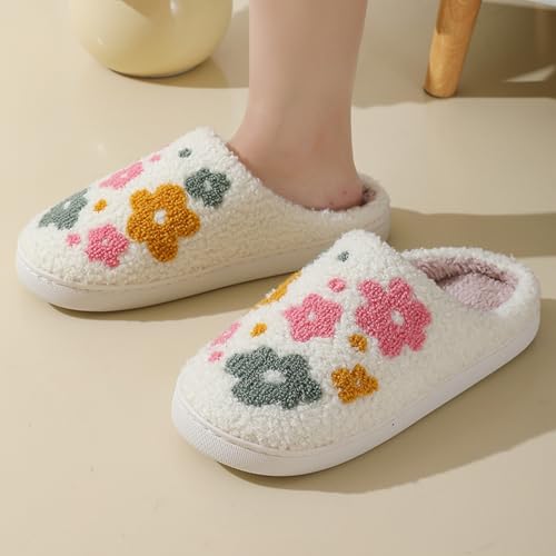 Image of LNERIP Animal Slippers Fruit Slippers Plant Slippers Various Cartoon Patterns Fluffy Soft Memory Foam Retro Indoor Outdoor Home Couple Shoes