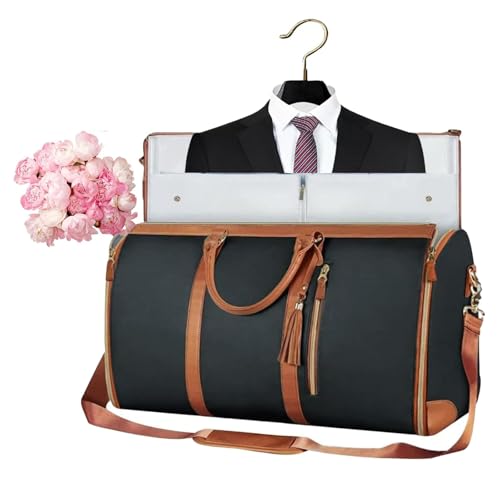 Styleushaven Foldable Travel Bag 2.0, 2-in-1 Large-Capacity Foldable Garment Bag & Packing Organizer, Lightweight Travel Duffel, Easy-to-Use, Carry-On Friendly(Black)