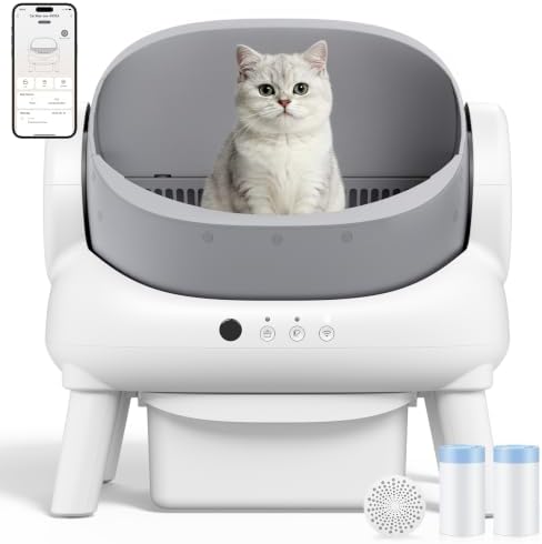 Automatic Litter Box,Open Top Self Cleaning Litter Box Grey | Aut...