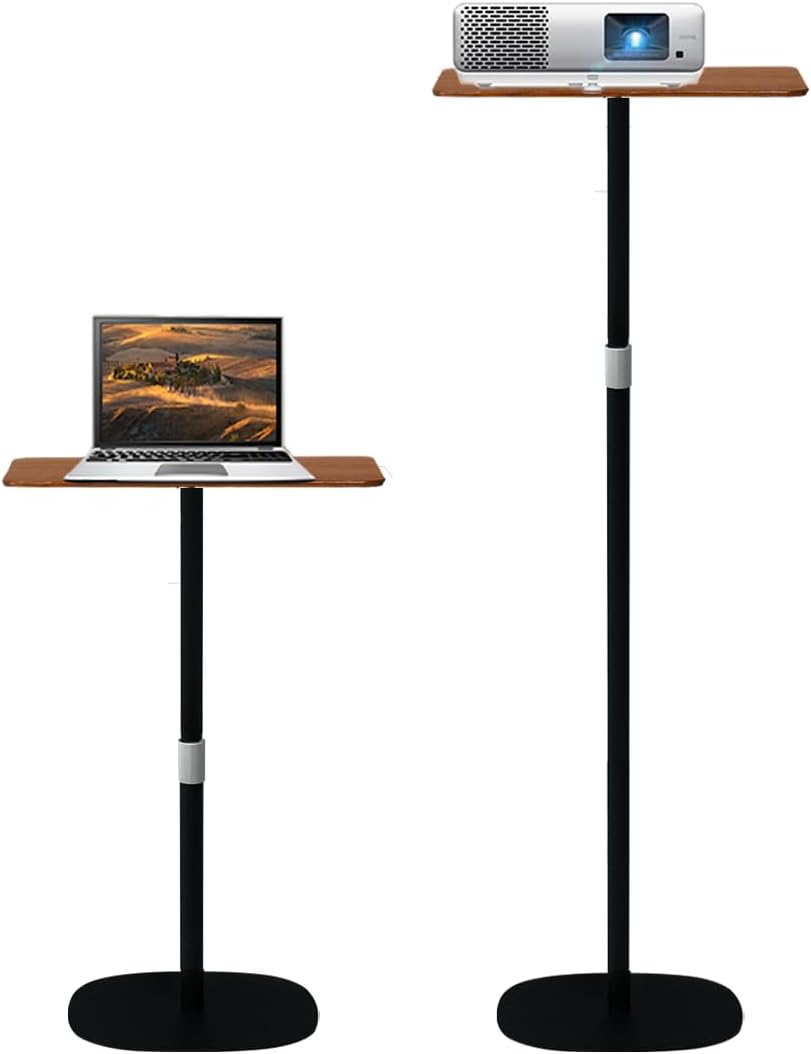 Small Laptop Standing Desk, Adjustable Height Pedestal End Table with Wooden Top, Portable Tall Side Table Workstation, Sit-Stand Desks for Bedside,Sofa,Couch, Living Room, Bedroom, Home Office, Brown Rustic Brown