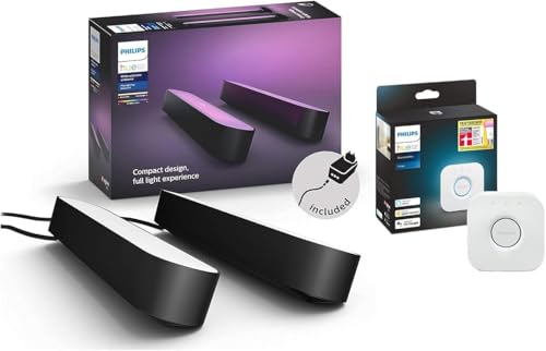 Philips Hue Play and Color Ambiance Barre lumineuse connectée Pack de 2 + Hue Bridge Éclairage d’ambiance pour TV et gaming Compatible avec Alexa Google Assistant et Apple HomeKit - vue 2