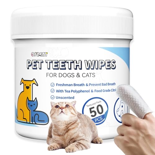 Dog Dental Wipes for Teeth Cleaning 50 Count, Unscented Pet Finger Toothbrush Alternative for Cats and Puppies, No-Rinse Breath Freshener with Coconut Oil - image 8