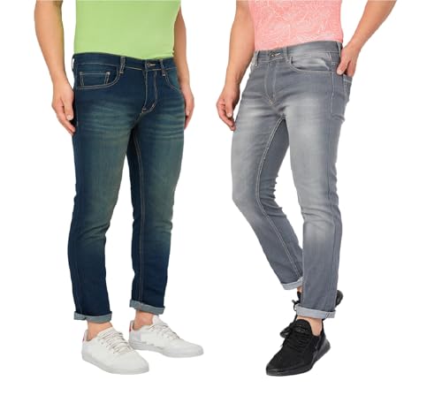 Image of Ben Martin Men's Slim Fit Mid Rise Pack of 2 Stretchable Casusal Denim Combo Jeans Pant, CMB-AU24