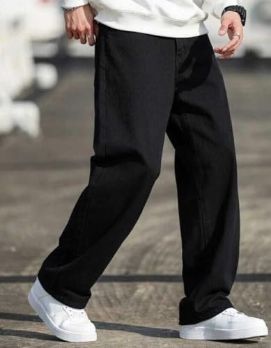 JAAR FASHION Oversized Jeans for Men, Black, 30, Regular - Image 4