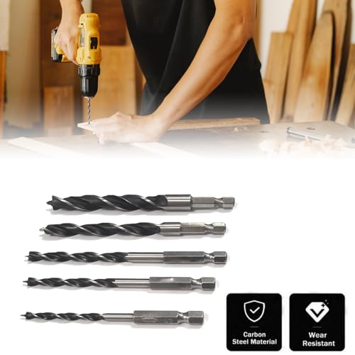 Garegce 5PCS Brad Point Wood Drill Bit Set with Diameter 4/5/6/8/10mm, Wood Drill Bit Set or Woodworking DIY Lover Carpenter, Spiral Twist Drilling Tool for Woodworking Softwood Plywood 4 Garegce 5PCS Brad Point Wood Drill Bit Set with Diameter 4/5/6/8/10mm, Wood Drill Bit Set or Woodworking DIY Lover Carpenter, Spiral Twist Drilling Tool for Woodworking Softwood Plywood - Image 4