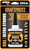 Super Glue All Purpose – 50 g / 1.75 oz – Extra Strong Instant Bond for Plastic, Wood, Metal & Glass – Waterproof & Heat Resistant Adhesive for Everyday Repairs – KRAFTPROTZ