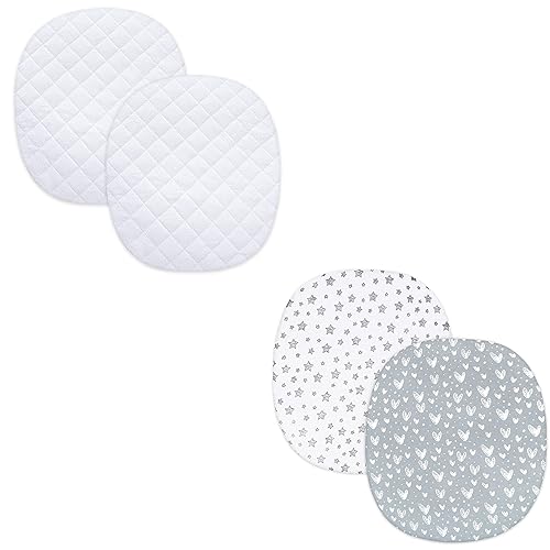 Image of 100% Viscose Made from Bamboo Bassinet Mattress Protector, Viscose Made from Bamboo, Quilted Mattress Cover and 100% Jersey Knit Cotton Bassinet Sheets for Graco Pack ‘n-Play Dome LX Bassinet