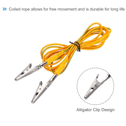 Image of MECCANIXITY ESD Grounding Cable Cord with Alligator Clip 1.8m /71 inch Long Yellow Anti-Static Ground Wire Cable Clip for Eliminate Conductor Electrostatic, Pack of 2