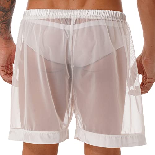 Men's Mesh See-Through Loose Fit Boxer Shorts Stretch Underwear Summer Beachwear4