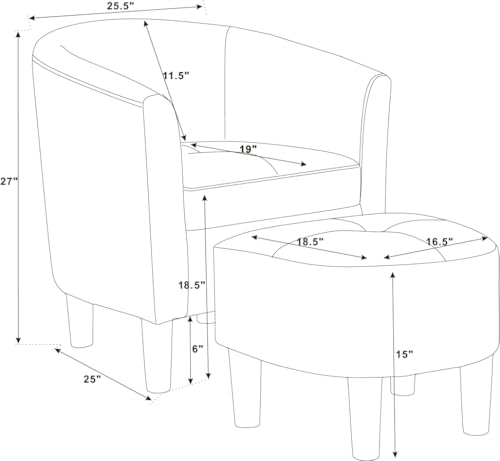 Sillón con Ottoman Gris y Tapizado en Poliéster miniatura 2