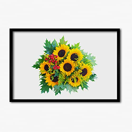 Cadre en Bois 60x40 cm Tulup Bukiet De Tournesols aux Finitions Premium Modernes