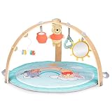 Disney Baby Winnie the Pooh Palestrina Neonato, palestra attività per bebè di Bright Starts, con cuscino per il tempo a pancia in giù e tappeto reversibile, 5 giochi inclusi, unisex, dalla nascita
