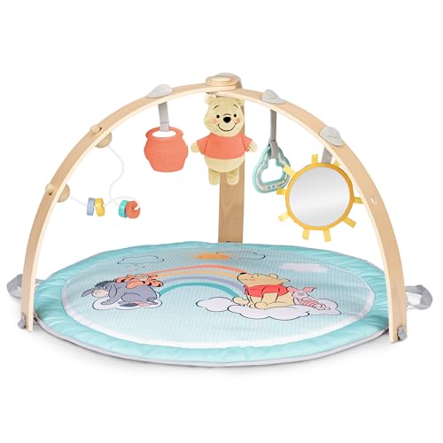 Disney Baby Winnie l’Ourson Hunny Hangout tapis d’éveil avec arche par Bright Starts, coussin pour le ventre & tapis réversible, 5 jouets inclus, mixte,...