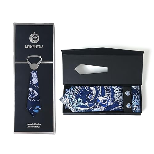 Image of Men's Tie Set with Pocket Square and Cufflinks | 100% microfiber; tie 59 x 3.15 in; square 10 x 10 in; gift box included
