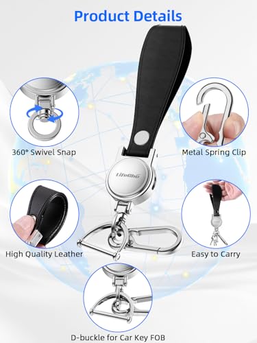 Image of Keychain, Works with Apple Find My, Leather Car Keychain Key Holder Key Chain with Anti-Lost Keys Finder Tracker