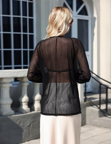 Totatuit Women Long Sleeve Lightweight Sheer Cardigans Kimonos Casual Loose Open Front Beach Cover Ups4