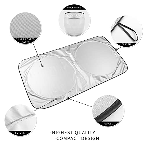 Kboise Foldable Windshield Sun Shade With Storage Pouch, Car Front Window Sun Shield, Block Uv Rays, Protect And Cool Vehicle Interiors, (Large 63 X 33.8 In), Silver #TOP7