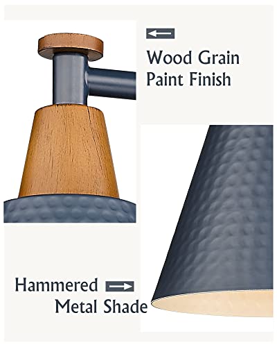 Femila Bathroom Vanity Light, 3-Light Modern Bathroom Light Fixture With Hammered Metal Shade Finish, Dark Blue Wall Sconce Lamp Lighting For Bedroom, 4Fg59B-3W Blue #TOP6