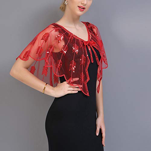 Whitewed Sequin Embellished Wrap Shawl Dress Cover Bolero Garment Capelet Coat3