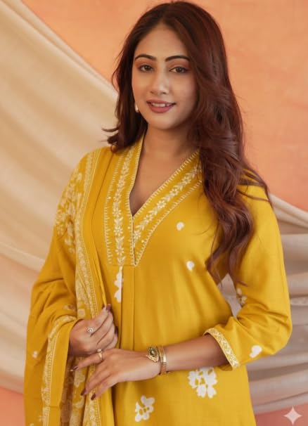 Image of Women's Mulmul Cotton Kurti with Pant and Dupatta
