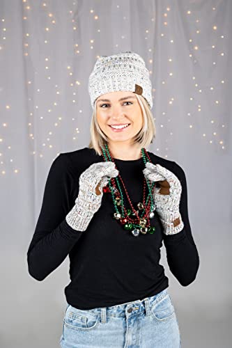 Image of Funky Junque Women's Beanie & Touchscreen Gloves Set - Soft 100% Acrylic Knit Winter Hat and Gloves, Cozy Cold Weather Gift