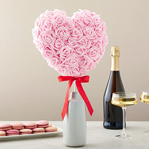 100 Pack Pink Artificial Rose Flower Heads For Decorations, Weddings, Bridal Shower (3 Colors, 3X1.2 In) #TOP2