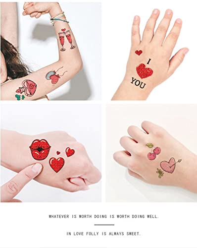 Mother's Day Temporary Tattoos For Women Wife Gifts,Wedding Love Confession Couple Bridesmaid Romantic Party Temporary Stickers Valentines Heart Tattoos Sticker For Kids Boys Girls(Style Two) #TOP5