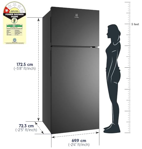 Image of Electrolux 431L 1 Star Double Door Refrigerator with AI AutoSense, GreenZone AHC Technology, Frost Free, Inverter Compressor, Sphere Ice Tray, UltimateTaste 700, ETM4302C-B, Charcoal Black