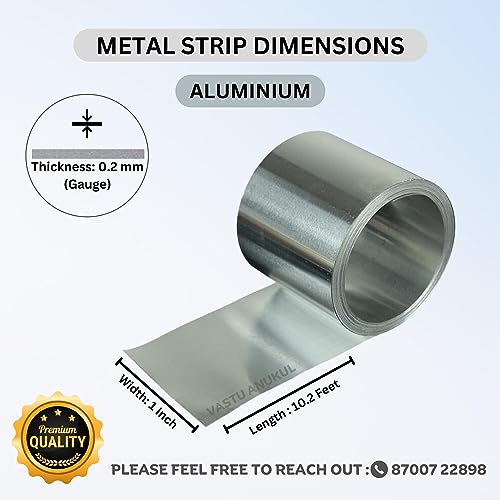 Image of Premium Metal Vastu Strips (Size L 10.2 Feet x W1 inch /25mm x 0.2 mm Gauge Thickness Vastu Remedies for Entrance, Toilet Correction and Zone Balancing - (Aluminium)