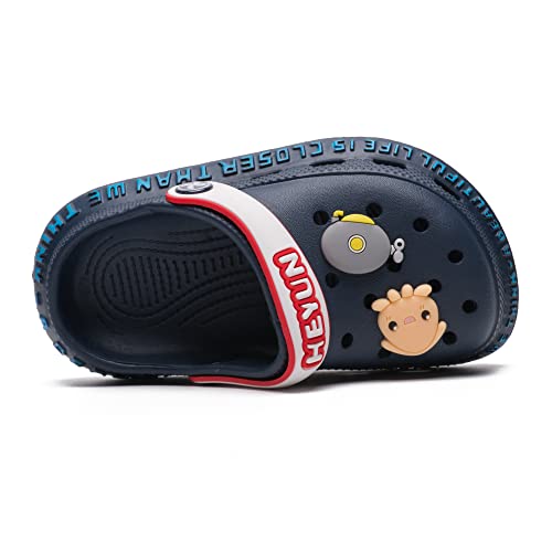 Azooken Kid's Cute Clogs Slippers Boys Girls Non-Slip Slides Cartoon Garden Breathable Shoes Outdoor Children Water Shower Beach Pool Sandals(1823-Navy Blue26) #TOP1