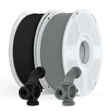 Inslogic PA6-GF25 Nylon Filament Reinforced with Glass Fiber 1.75mm, High-Temp 3D Printing Material, 1kg×2 Spool Filament, Tough & Heat-Resistant, for Industrial FDM Printers (Black+Grey)