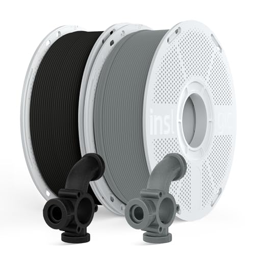Inslogic PA6-GF25 Nylon Filament Reinforced with Glass Fiber 1.75mm, High-Temp 3D Printing Material, 1kg×2 Spool Filament, Tough & Heat-Resistant, for Industrial FDM Printers (Black+Grey)