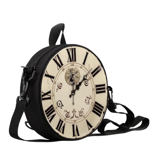 Image of Women Novelty Round Clock Shape Zippered Clock Purses for Women Tote Handbag Shoulder Bag, Gift for Mom Girlfriend