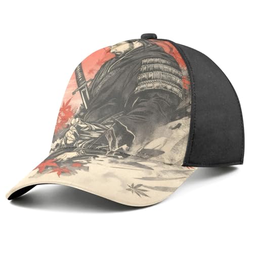 Gorra de béisbol unisex de entrenamiento con bordado de hoja de arce samurái