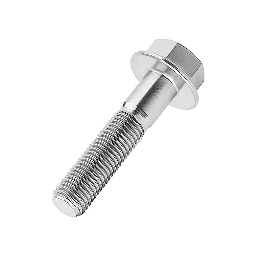 Image of Ti Screws M10 x 20 25 30 35 40 45 50 55 60 65 70 75 80 90 100mm 1.25 Pitch Titanium Flange Hex Bolt Pack of 4 (Silver, M10x45mm)