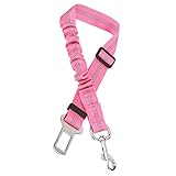 Hundesicherheitsgurt Verstellbarer Hundegurt Sicherheitsgeschirr Hunde Sicherheitsgurt mit Elastischer Ruckdämpfung für Hunde und Katzen(Pink)