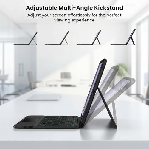 Image of Keyboard Case for Samsung Galaxy Tab A9 Plus, A11+ Folio Cover with Keyboard SM-X230, SM-X236B, X210, X215, Smart Trackpad, RGB Backlit, Adjustable Kickstand, Pen Holder, Detachable Keyboard