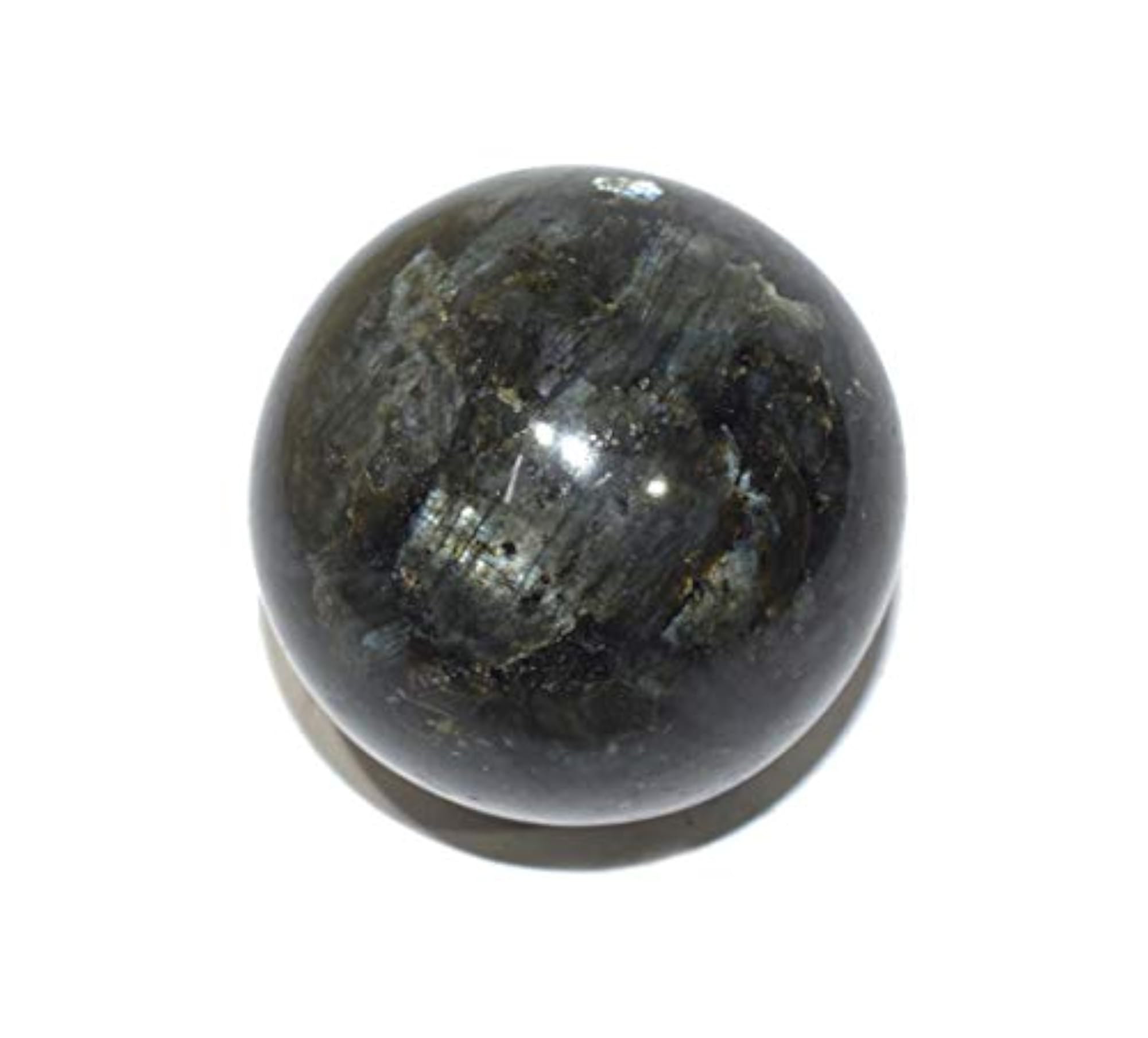 Nummite Crystal Sphere with Wooden Stand, Natural Healing