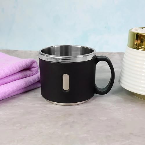 Image of Premium Stainless Steel Double Wall Coffee Mug Set 6 Pc Gift Set (150ml Each) | Insulated & Reusable Cups | Ideal for Gifting, Home, Office Use, Multicolor